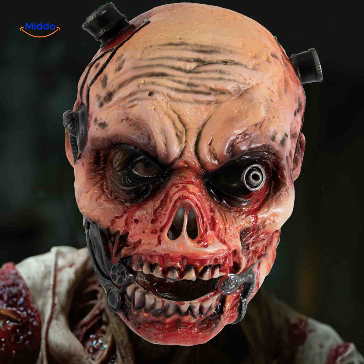 Horror-Maske Cyborg-Zombie | RP-Schaumstoff 24x25cm | Bequem und atmungsaktiv | Halloween-Kostümzubehör | Sansoti