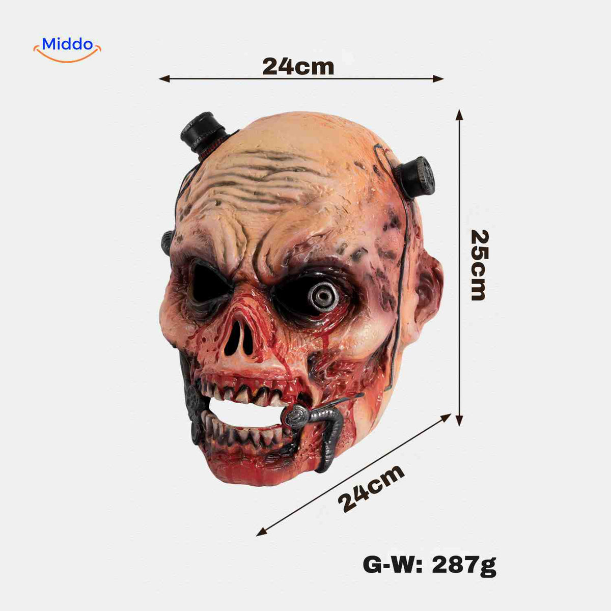 Realistic Horror Mask Cyborg Zombie RP Foam 24x25cm Halloween Cosplay Party Decoration Costume Accessory | Sansoti