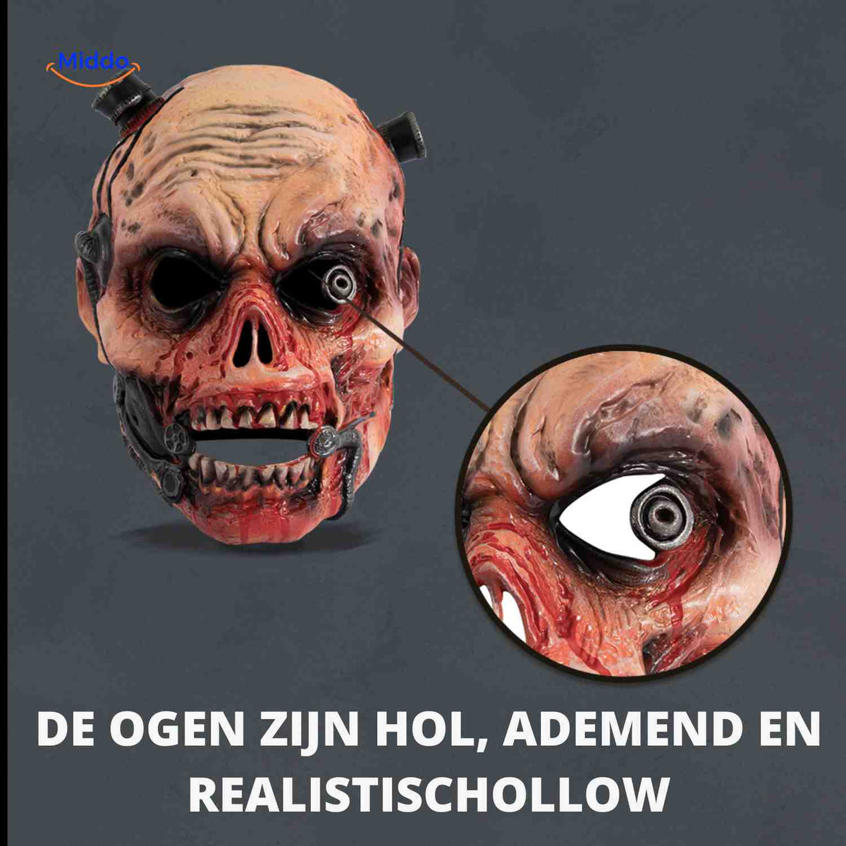 Horror-Maske Cyborg-Zombie | RP-Schaumstoff 24x25cm | Bequem und atmungsaktiv | Halloween-Kostümzubehör | Sansoti