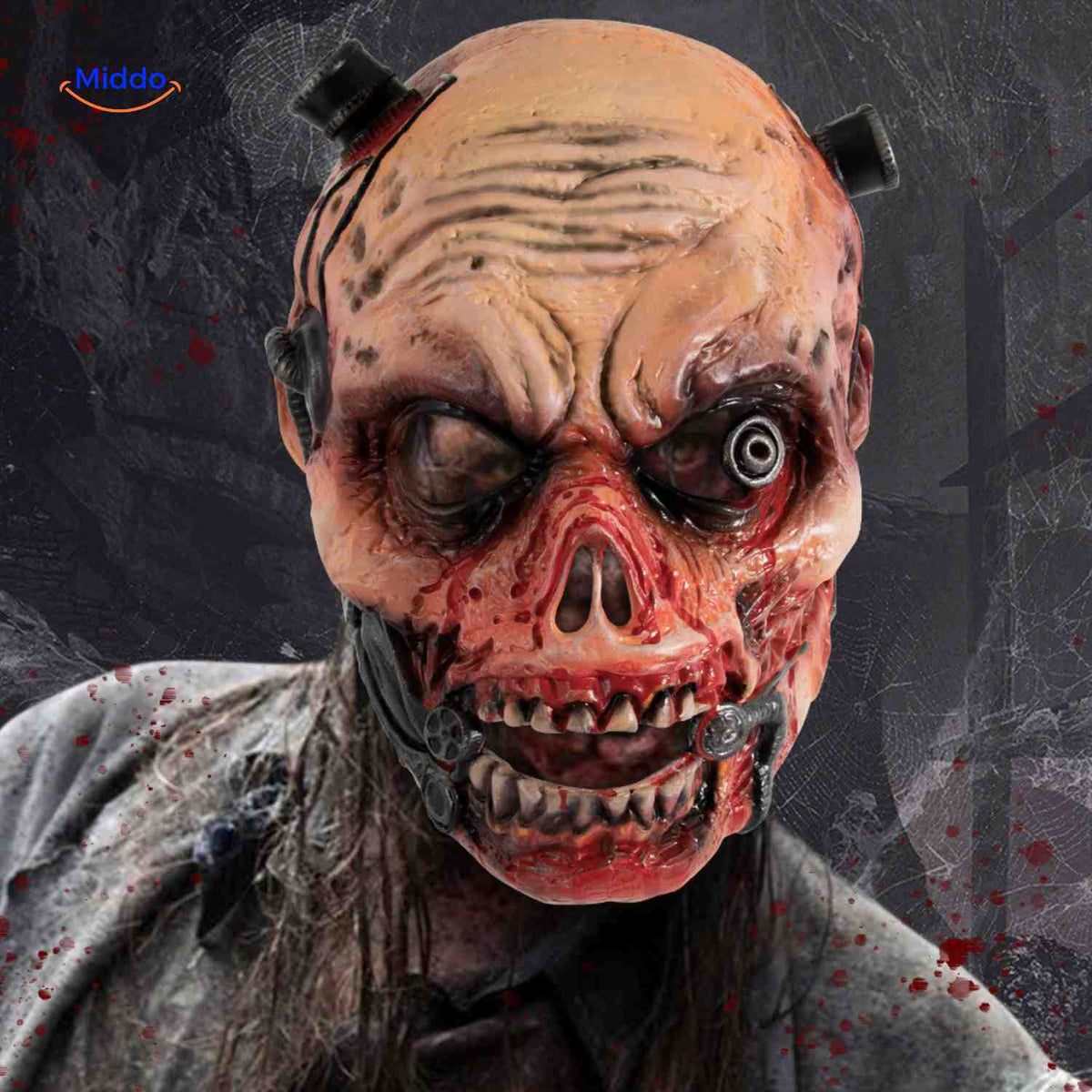 Horror-Maske Cyborg-Zombie | RP-Schaumstoff 24x25cm | Bequem und atmungsaktiv | Halloween-Kostümzubehör | Sansoti