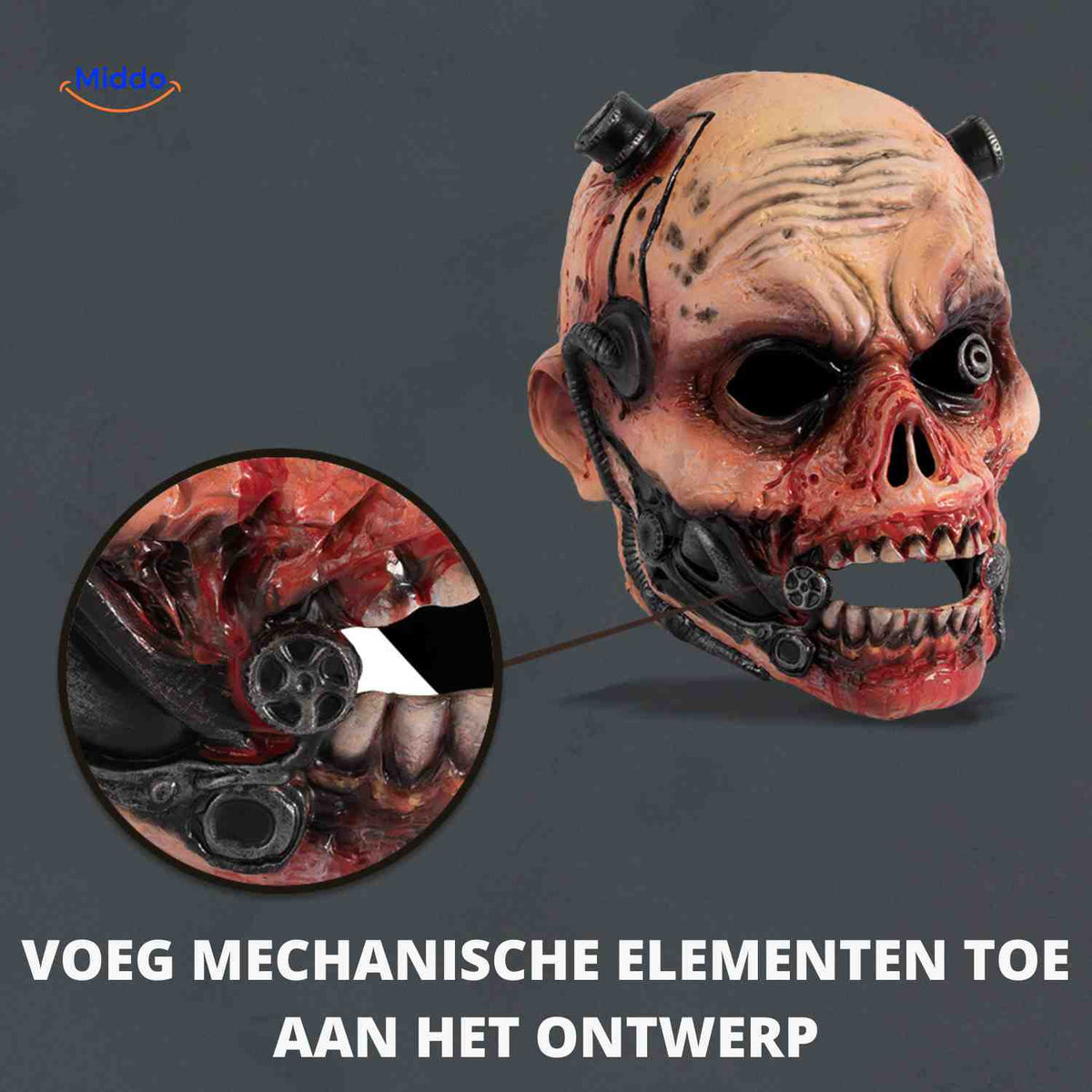 Realistic Horror Mask Cyborg Zombie RP Foam 24x25cm Halloween Cosplay Party Decoration Costume Accessory | Sansoti