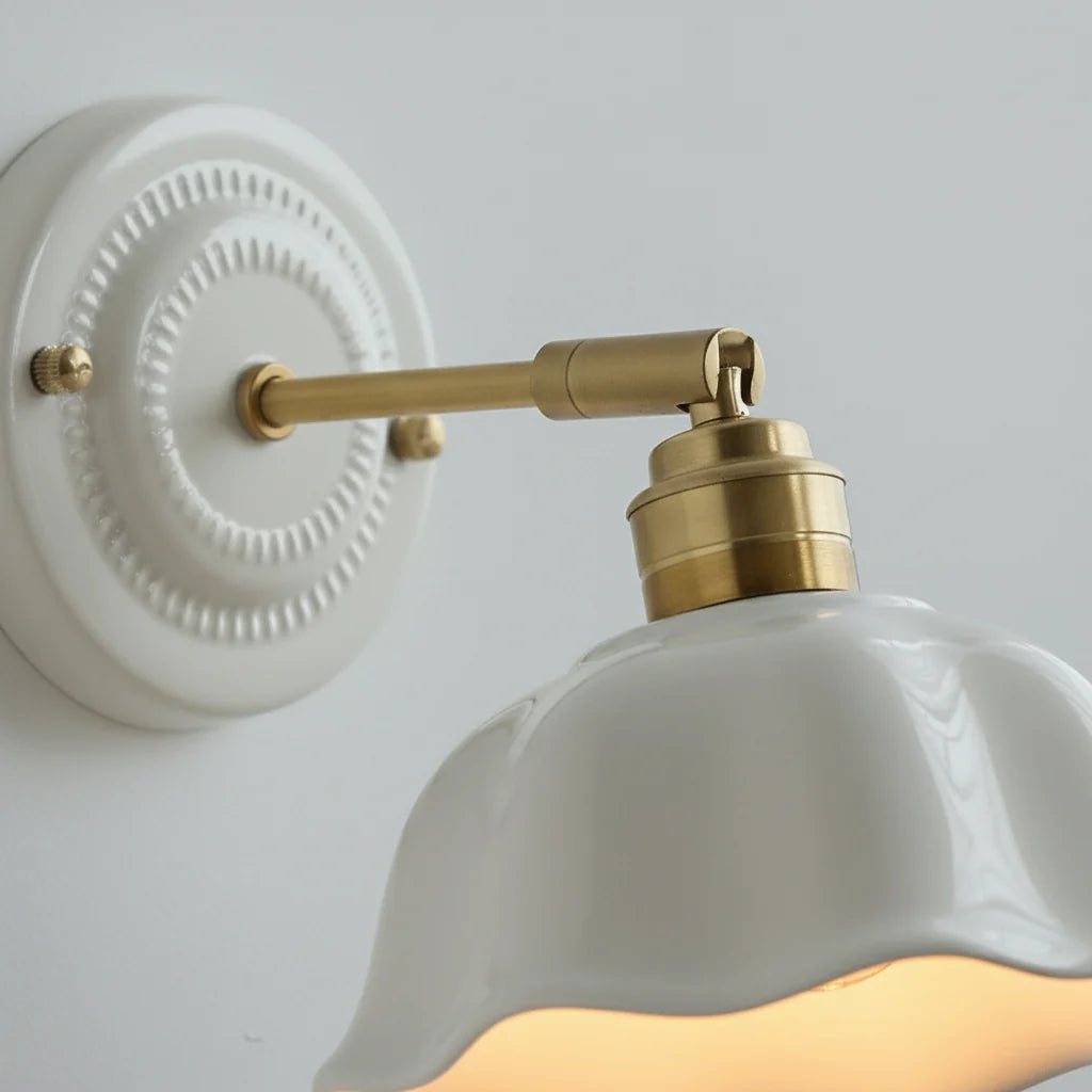 Wandlamp Keramiek Wit Koper Draaibaar E27 Slaapkamer Woonkamer Hal Retro Vintage Landelijk Modern | Sansoti
