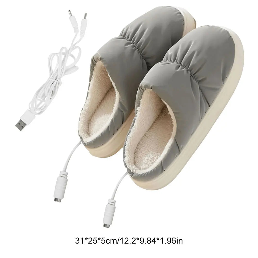Pantoufles chauffantes avec connexion USB, chaussons électriques doublés en peluche pour garder les pieds au chaud à la maison en hiver | Sansoti