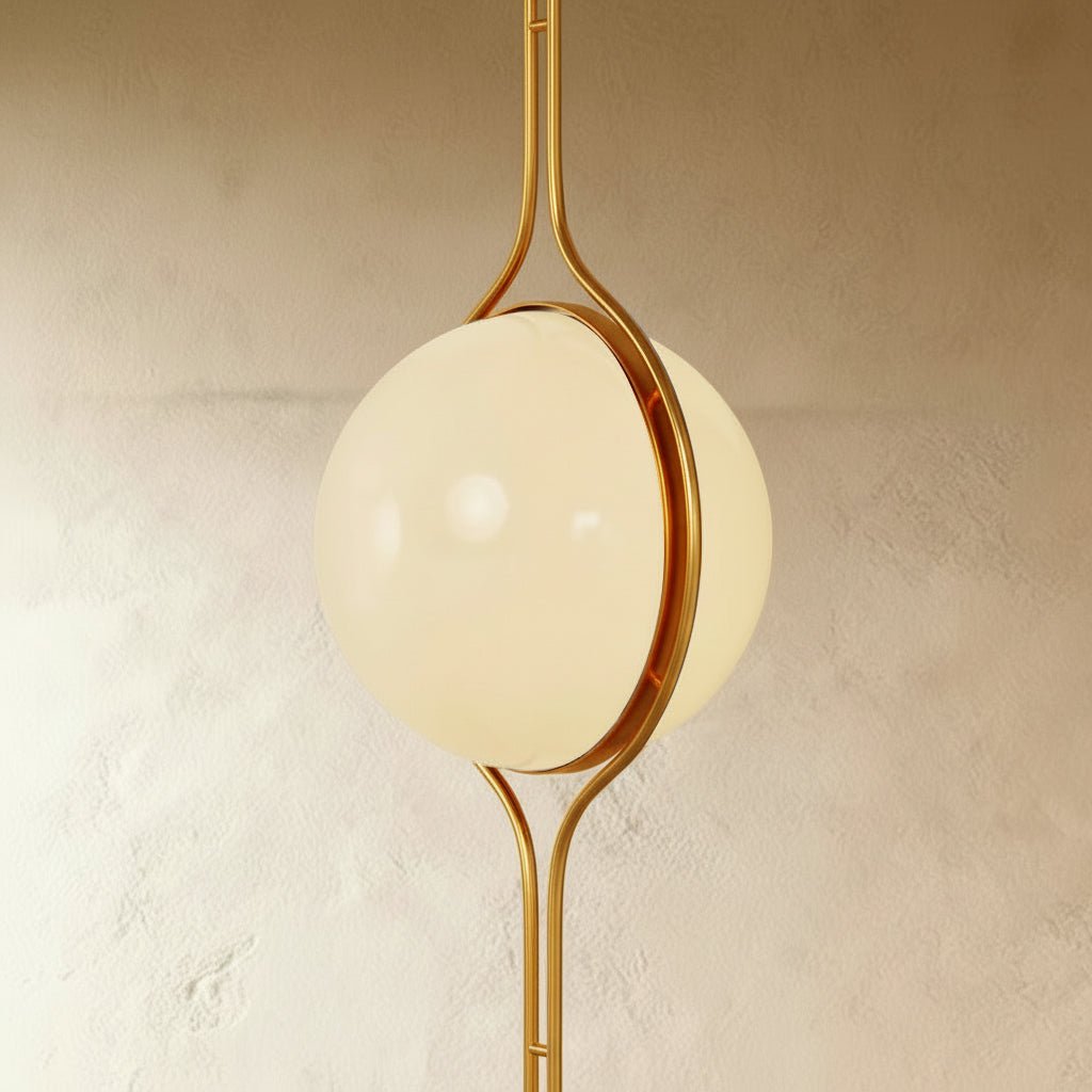 Sculpturale Staande Lamp Met Verticale Lichtkolom En Acryl Bollen | Sansoti