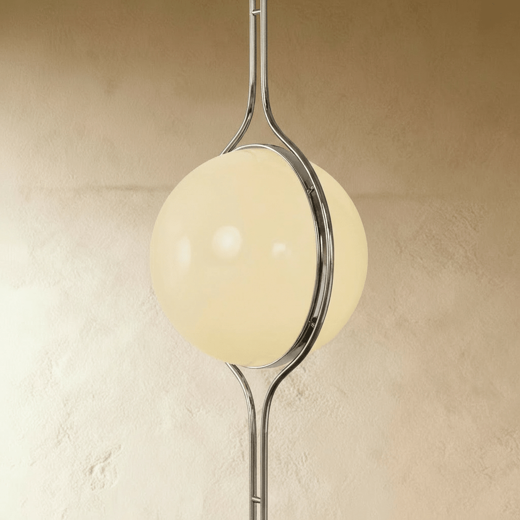 Sculpturale Staande Lamp Met Verticale Lichtkolom En Acryl Bollen | Sansoti