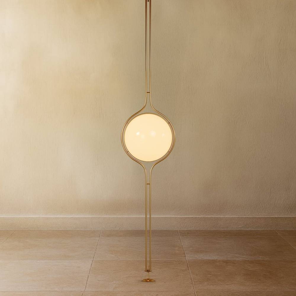 Sculpturale Staande Lamp Met Verticale Lichtkolom En Acryl Bollen | Sansoti