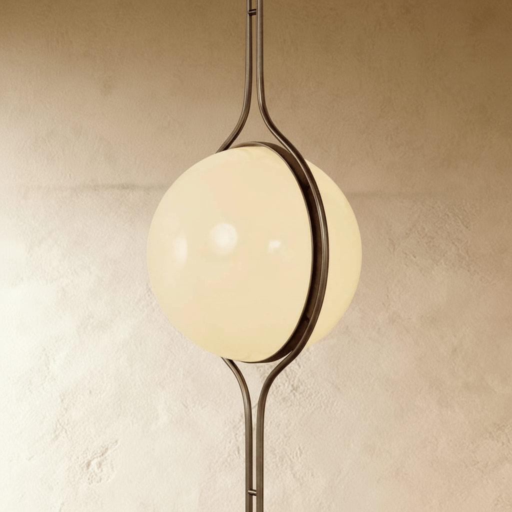 Sculpturale Staande Lamp Met Verticale Lichtkolom En Acryl Bollen | Sansoti